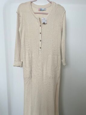 FP Beach Button-Front Knit Maxi Dress - XS